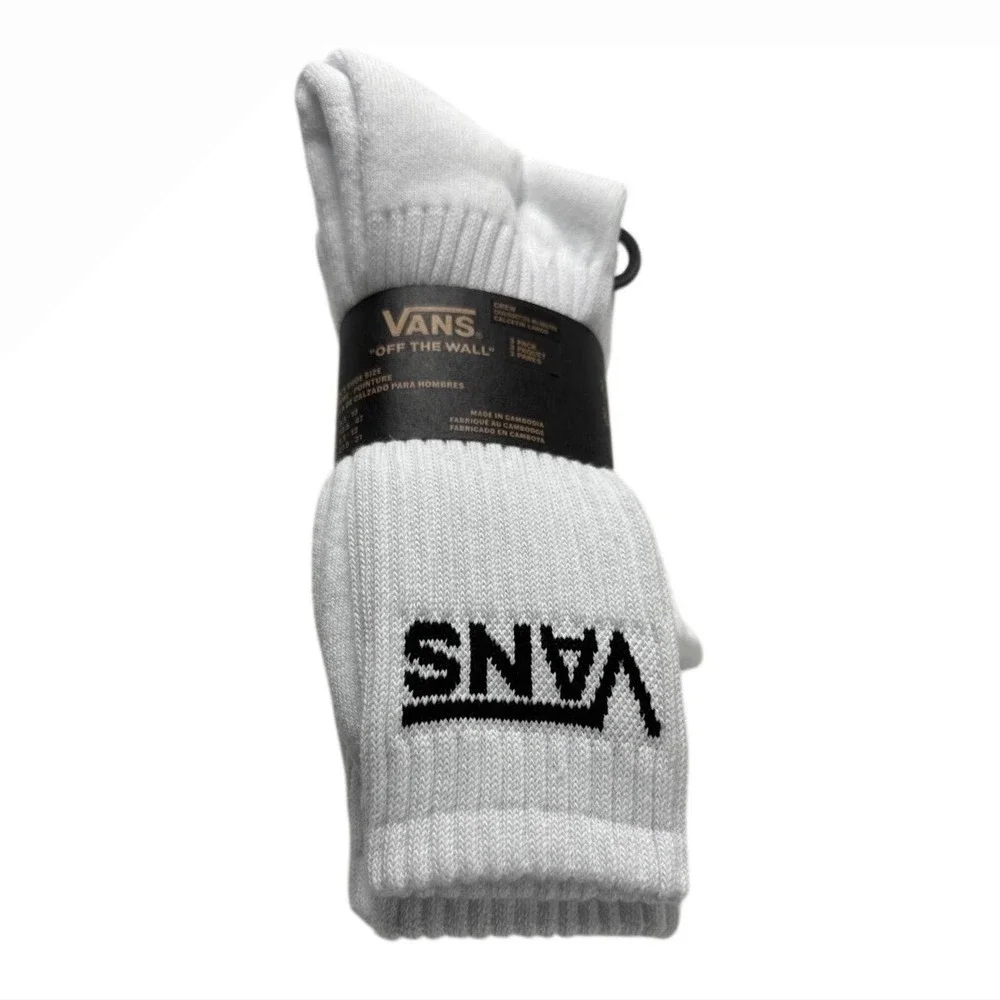 Vans White Crew Socks- 3 Pack- Shoe Size‎ 9.5-13- NWT Skateboard Classic